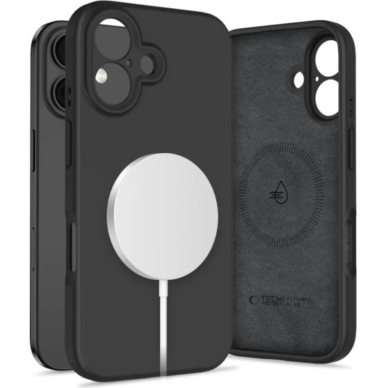 Tech-Protect Liquid Silicone MagSafe iPhone 16 Case - Black - (27133-0)