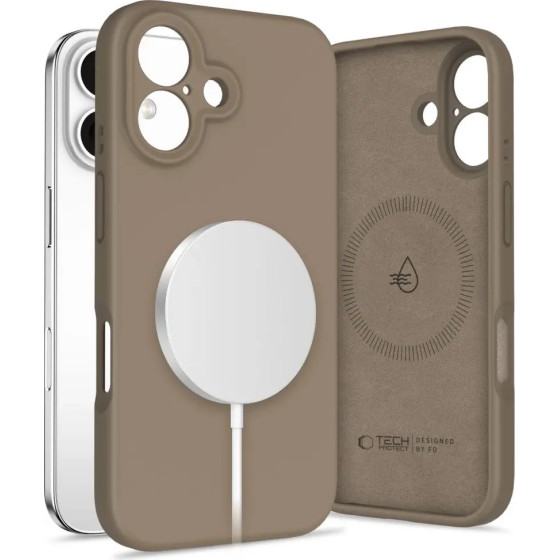 Tech-Protect Liquid Silicone MagSafe iPhone 16 Case - Brown - (27119-0)