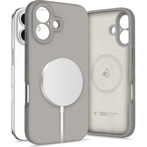 Tech-Protect Liquid Silicone MagSafe iPhone 16 Case - Gray - (27131-0)