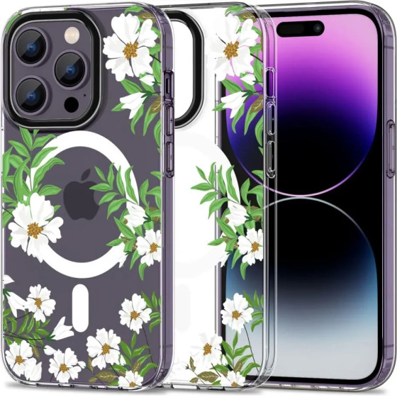 Tech-Protect MagMood MagSafe case for iPhone 14 Pro - daisies with leaves - (24030-0)