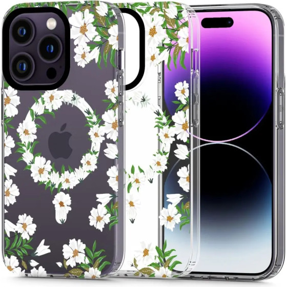 Tech-Protect MagMood MagSafe iPhone 13 Pro Max Case - White Daisies - (23589-0)