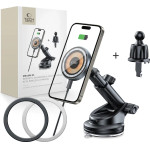 Tech-Protect MM15W MagSafe Car Holder with 15W Inductive Charger for Air Vent and Dashboard - Black - (26055-0)