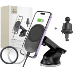 Tech-Protect MM15W-V1 Car Phone Holder with MagSafe 15W Wireless Charger for Cockpit/Air Vent - Black - (22650-0)