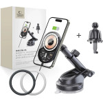 Tech-Protect MM15W-V6 15W Car Charger Holder with MagSafe for Dashboard and Air Vent - Black - (26194-0)