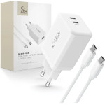 Tech-Protect NC45W-GAN 2-PORT PD45W Charger + TYPE-C CABLE - white - (26708-0)