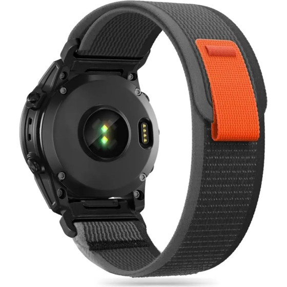 Tech-Protect Nylon Strap for Garmin Fenix 3 / 5X / 3HR / 5X Plus / 6X / 6X Pro / 7X - Black-Orange - (24309-0)
