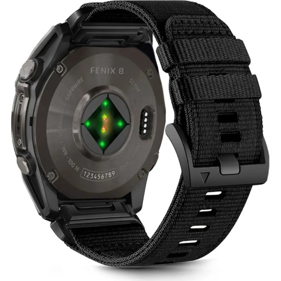 Tech-Protect Nylon Strap for Garmin Fenix 5X / 5X PLUS / 6X / 6X PRO / 7X / 8 (51 mm) - Black - (26684-0)