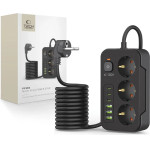 Tech-Protect PC3X6 Power Strip 3 Sockets 240V + 3xUSB-A + 3xUSB-C 200cm - Black - (26158-0)