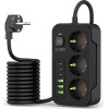 Tech-Protect PC3X6 Power Strip 3 Sockets 240V + 3xUSB-A + 3xUSB-C 200cm - Black - (26158-0)