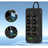 Tech-Protect PC6X6 Power Strip 6 Sockets 240V + 3xUSB-A + 3xUSB-C 200cm - Black - (26159-0)