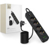 Tech-Protect PCL4X3 Power Strip 4 Sockets 240V + 2xUSB-A + 1xUSB-C 200 cm - Black - (26195-0)