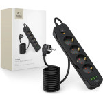 Tech-Protect PCL4X3 Power Strip 4 Sockets 240V + 2xUSB-A + 1xUSB-C 200 cm - Black - (26195-0)