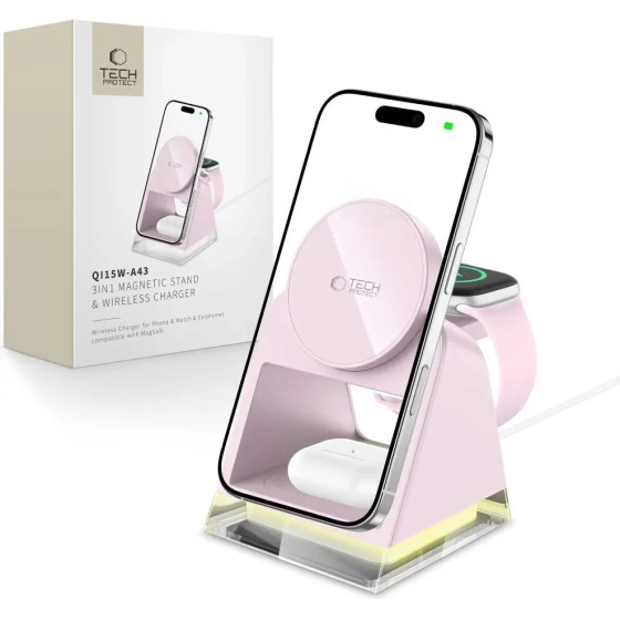 Tech-Protect QI15W-A43 3in1 MagSafe Inductive Charger - Pink - (27010-0)