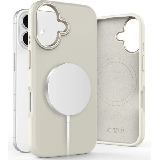 Tech-Protect Silicone PU MagSafe iPhone 16 Case - Beige - (26693-0)