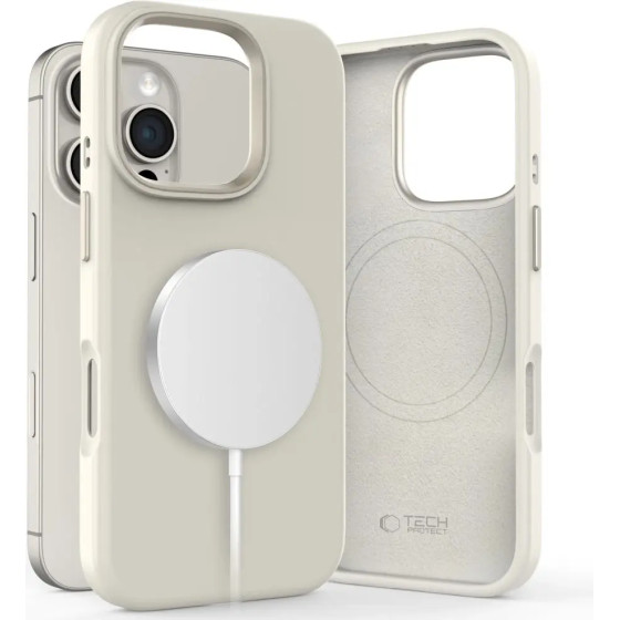 Tech-Protect Silicone PU MagSafe iPhone 16 Pro Case - Beige - (26695-0)