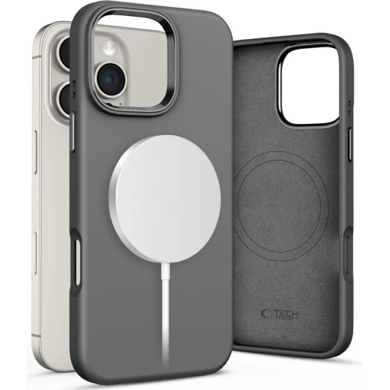 Tech-Protect Silicone PU MagSafe iPhone 16 Pro Case - Gray - (26714-0)