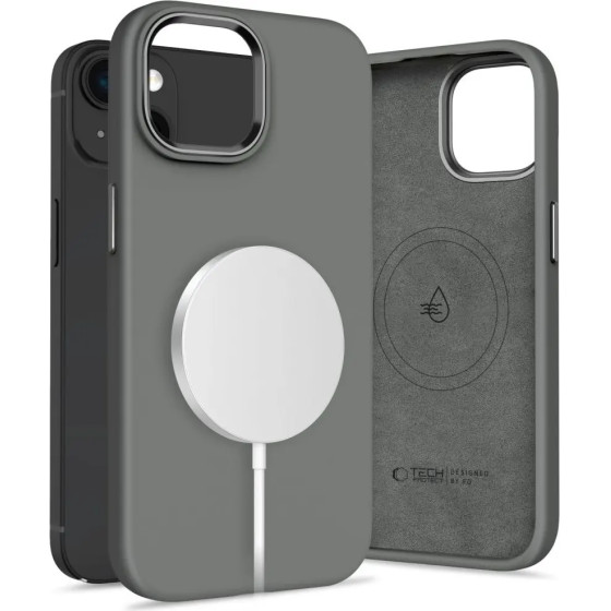 Tech-Protect Silicone PUZ MagSafe iPhone 15 Case - Gray - (27035-0)
