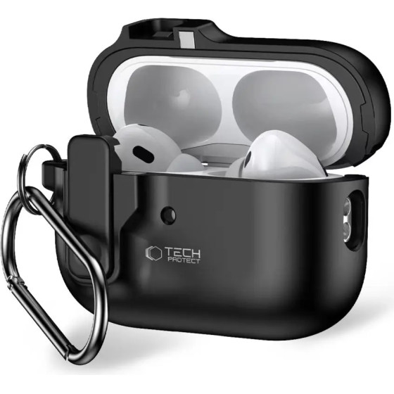 Tech-Protect Slim Hook Case with Carabiner for Apple AirPods Pro 1 / 2 - Black - (26264-0)