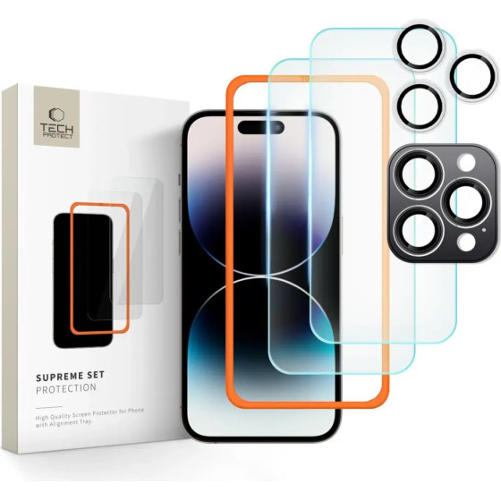 Tech-Protect Supreme Set tempered glass for iPhone 16 Pro - transparent (3 pcs.) - (25450-0)