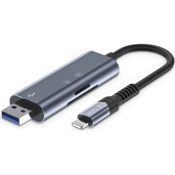 Tech-Protect UltraBoost SD/micro SD Card Reader with Lightning /USB-A Connector - Gray - (25096-0)