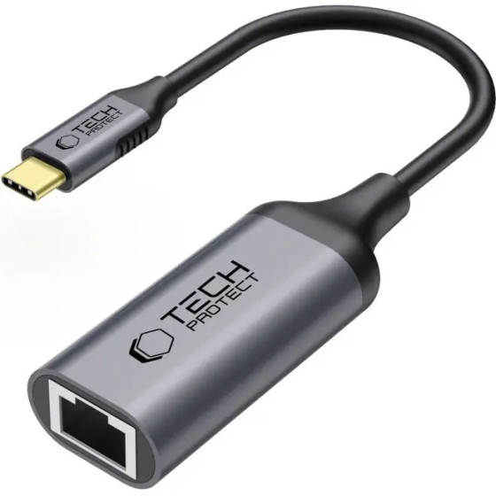 Tech-Protect UltraBoost USB-C to Ethernet RJ45 1000Mbps Adapter - Black - (27209-0)