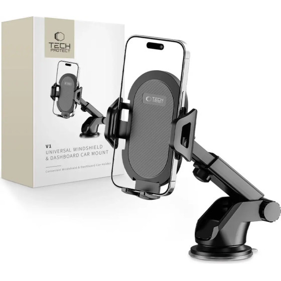 Tech-Protect V1 Car Phone Holder for Windshield/Cockpit - Black - (15106-0)