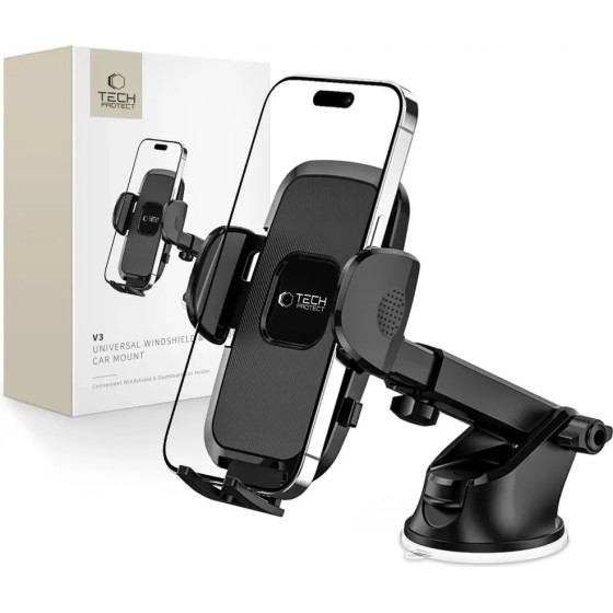 Tech-Protect V3 Car Phone Holder for Windshield/Cockpit - Black - (21110-0)