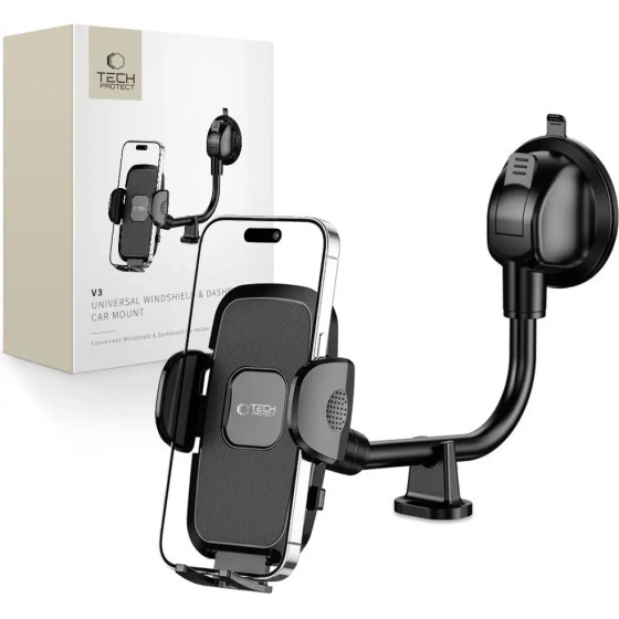 Tech-Protect V3 Long Arm Car Phone Holder for Windshield/Cockpit - Black - (22236-0)