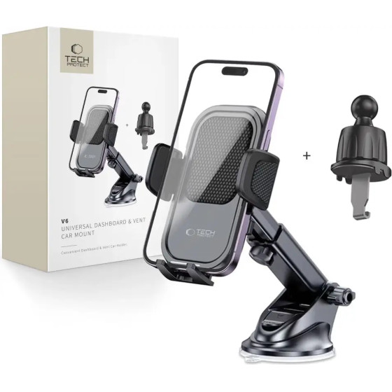 Tech-Protect V6 Car Phone Holder for Cockpit/Air Vent - Black - (23331-0)