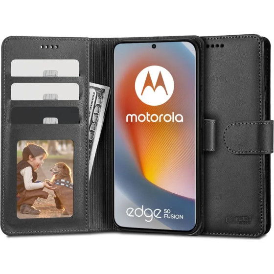 Tech-Protect Wallet Case for Motorola Edge 50 Fusion 5G - Black - (25322-0)