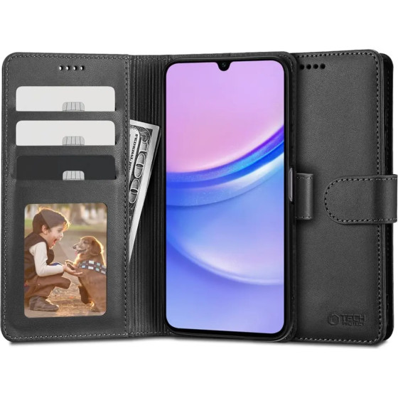 Tech-Protect Wallet Case for Samsung Galaxy A15 4G / 5G - Black - (24748-0)