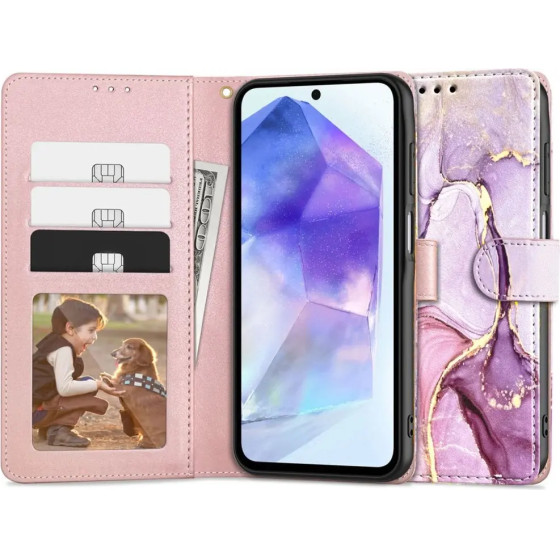 Tech-Protect Wallet Case for Samsung Galaxy A55 5G - Pink Marble - (24953-0)