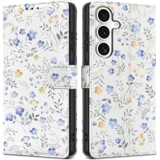 Tech-Protect Wallet Case for Samsung Galaxy S25 - Daisies with Leaves - (27004-0)