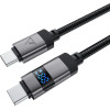 Acefast C15-04 USB-C - USB-C Cable With Display 480Mb/s 66W 1.2m - Black - (C15-03)