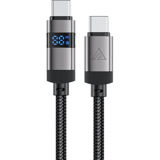 Acefast C15-04 USB-C - USB-C Cable With Display 480Mb/s 66W 1.2m - Black - (C15-03)