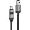 Acefast USB-A - USB-C Cable With Display 480Mb/s 66W 1.2m - Black - (C15-04)