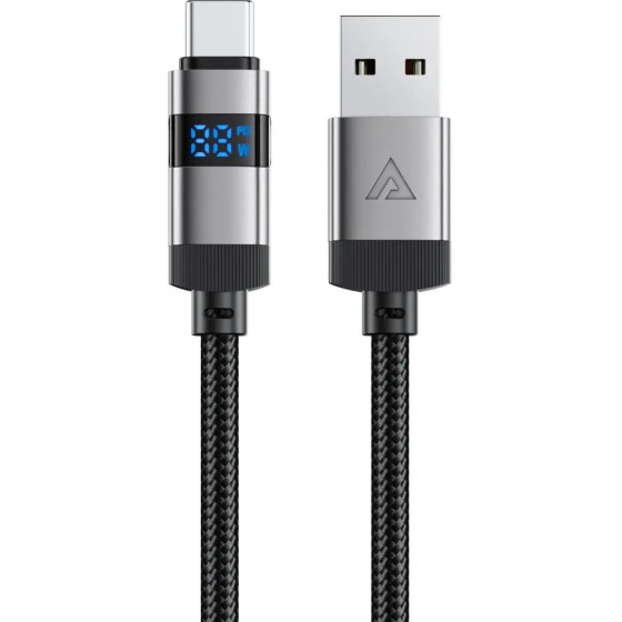 Acefast USB-A - USB-C Cable With Display 480Mb/s 66W 1.2m - Black - (C15-04)