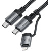 Acefast USB-C - USB-C / Lightning Cable 480Mb/s 3A 1.2m - Black - (C20-01)