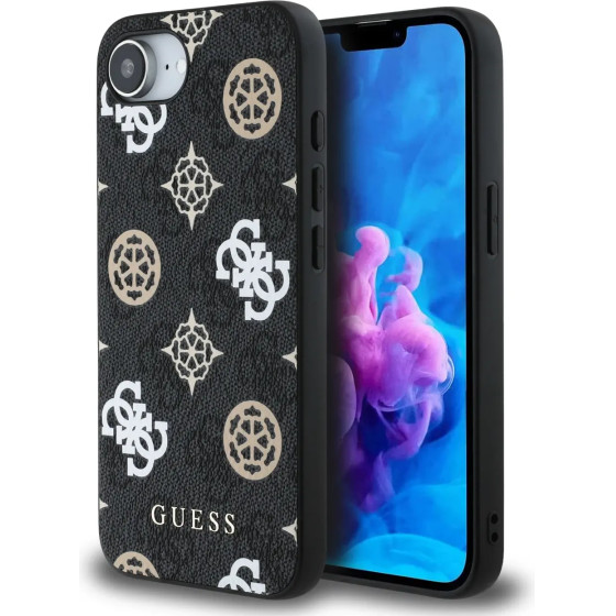 Guess Pu 4G Peony Case With Magsafe For Iphone 16e - Black - (GUHMPSE4P4PWPK)