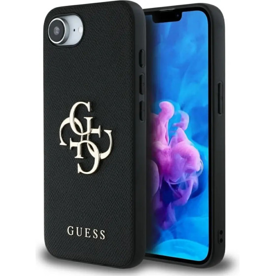 Guess Pu Grained 4G Metal Logo Case For Iphone 16e - Black - (GUE004478-0)