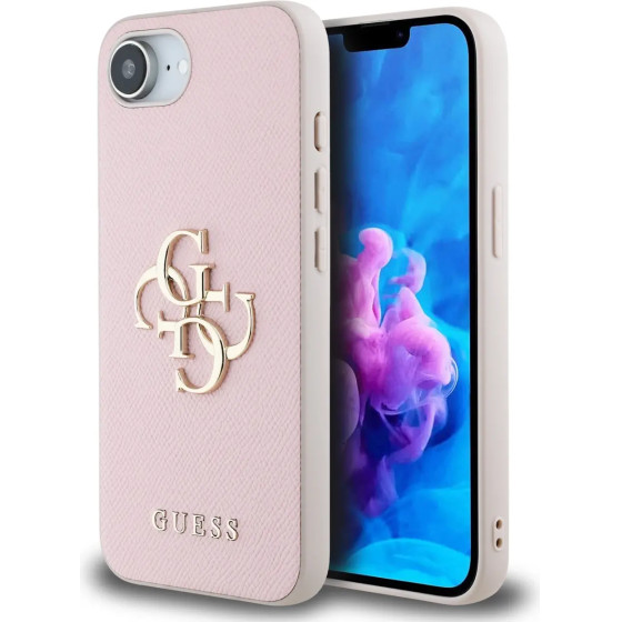 Guess Pu Grained 4G Metal Logo Iphone 16e Case - Pink - (GUHCPSE4PGT4MBP)
