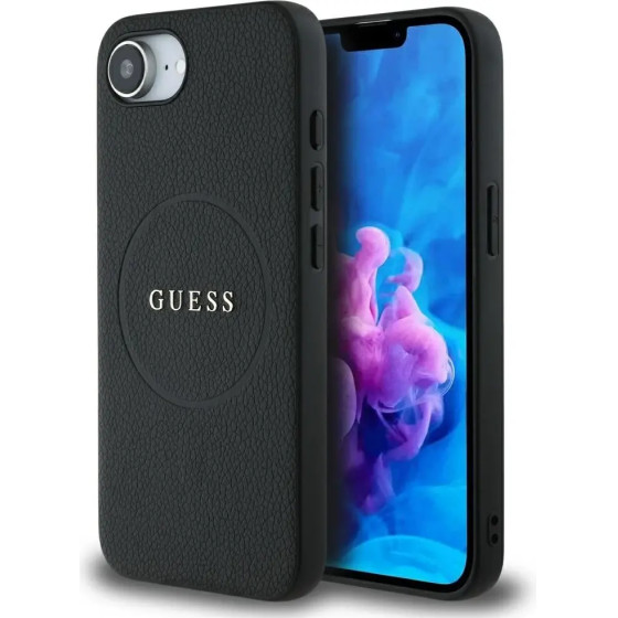 Guess Pu Grained Classic Logo Case With Magsafe For Iphone 16e - Black - (GUE004492-0)