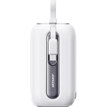 Joyroom Mini Powerbank 10000mAh Colorful Series 22.5W With 2 built-In Usb C And Lightning Cables White (JR-L012) - (Joyroom L012 Colorful Series 22.5W Mini Power Bank With Dual Cables 10000mAh White)