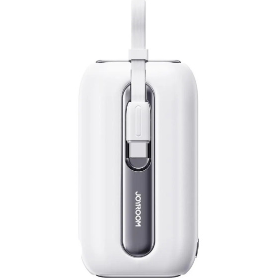 Joyroom Mini Powerbank 10000mAh Colorful Series 22.5W With 2 built-In Usb C And Lightning Cables White (JR-L012) - (Joyroom L012 Colorful Series 22.5W Mini Power Bank With Dual Cables 10000mAh White)