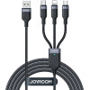 Joyroom Multi-Use Series S-A18 3in1 USB-A - Lightning / USB-C / Micro Usb Cable 1.2m - Black - (Joyroom S-1T3018A18 Multi-Use Series 3.5AUSB-AtoLightning+Type-C+Micro3-in-1DataCable1.2m Black)