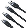 Joyroom Multi-Use Series S-A18 3in1 USB-A - Lightning / USB-C / Micro Usb Cable 1.2m - Black - (Joyroom S-1T3018A18 Multi-Use Series 3.5AUSB-AtoLightning+Type-C+Micro3-in-1DataCable1.2m Black)