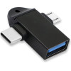 Powertech ���������� Usb �� USB-C & Micro Usb 5Gbps, ������ - (CAB-UC090)