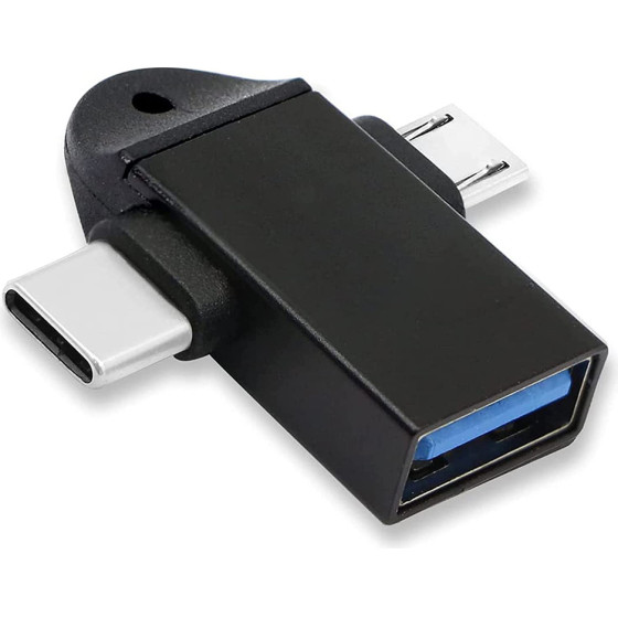 Powertech ���������� Usb �� USB-C & Micro Usb 5Gbps, ������ - (CAB-UC090)