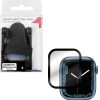 Volte-Tel Tempered Plexi Glass Apple Watch 7/8/9 45mm 3D Edge 1.9'' 9H 0.30mm Full Cover With Installation Tool BLACK - (5205308374685)