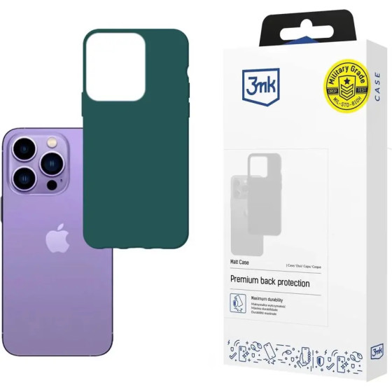 3MK Protection Case For Iphone 14 Pro Max From The 3MK Matt Case Series - Dark Green - (143880-0)